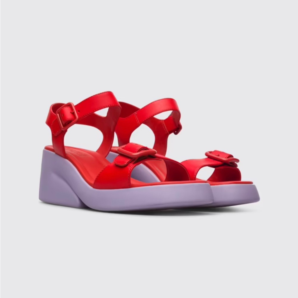 Camper, Kaah Sandal - Mod style, red and lavender, EU39 US8.5 UK6 - new in box
